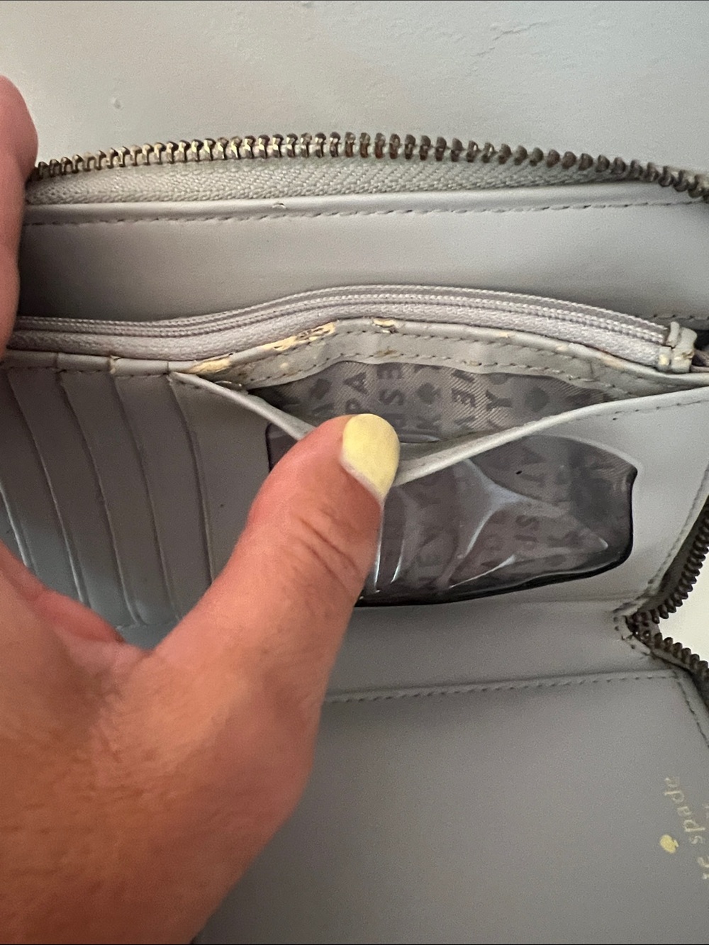 kate spade gray zip wristlet wallet with wrist strap - Picture 5 of 7